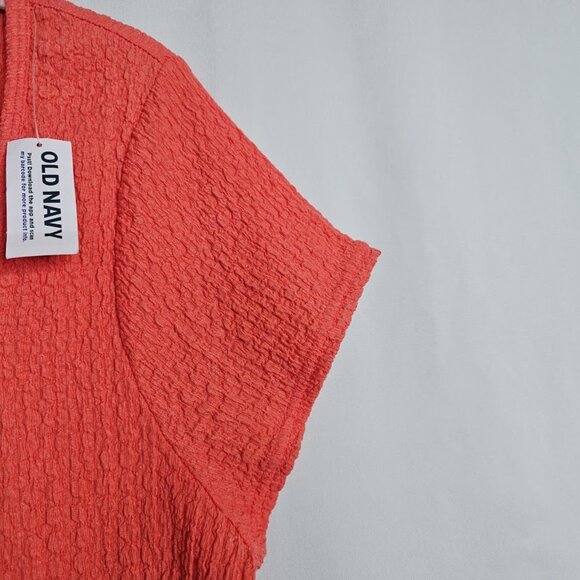 NWT Women's OLD NAVY Textured T-Shirt Square Neck Top CORAL PINK ORANGE size XL - Picture 4 of 6